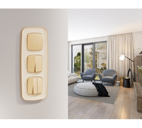 Выключатель перекрестный двухклавишный без рамки Ambrella Volt OMEGA MO603030