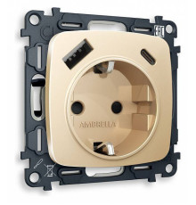 Розетка с заземлением и 2хUSB type A и C, без рамки Ambrella Volt Quant MO610010