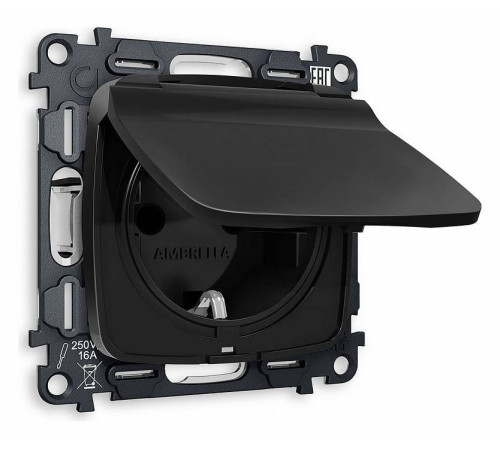 Розетка влагозащищенная с заземлением и со шторкой, без рамки с крышкой Ambrella Volt Quant MO808010