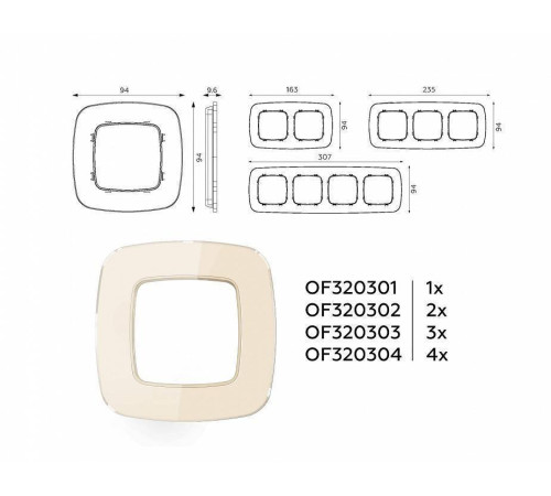 Рамка на 4 поста Ambrella Volt Radian Стекло органическое OF320304