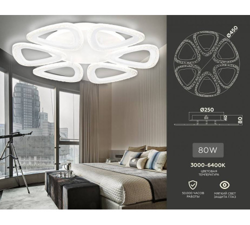 Потолочная светодиодная люстра Ambrella light FA FA4518 108 Вт с пультом FA4518