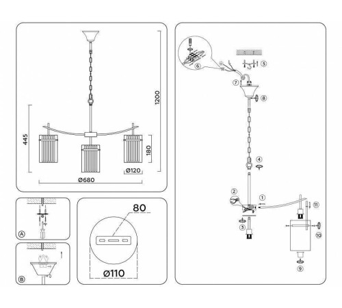 Подвесная люстра Ambrella light LH LH56031 LH56031