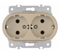 Розетка двойная с заземлением, без рамки Arte Milano am-202 202.40-2.shampan