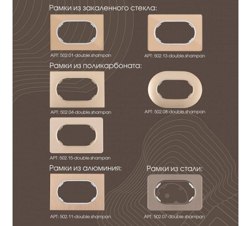 Розетка двойная с заземлением, без рамки Arte Milano am-202 202.40-2.shampan