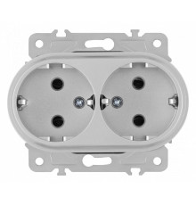 Розетка двойная с заземлением, без рамки Arte Milano am-202 202.40-2.silver
