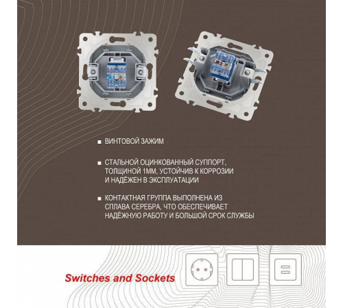 Розетка Ethernet RJ-45 без рамки Arte Milano am-203 203.45-1.silver