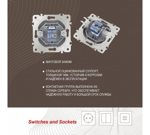 Розетка Ethernet RJ-45 без рамки Arte Milano am-205 205.45-1.silver