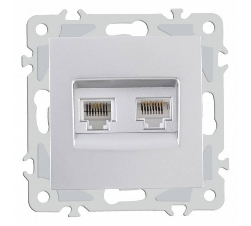Розетка двойная RJ-11 и Ethernet RJ-45, без рамки Arte Milano am-206 206.44-1.silver