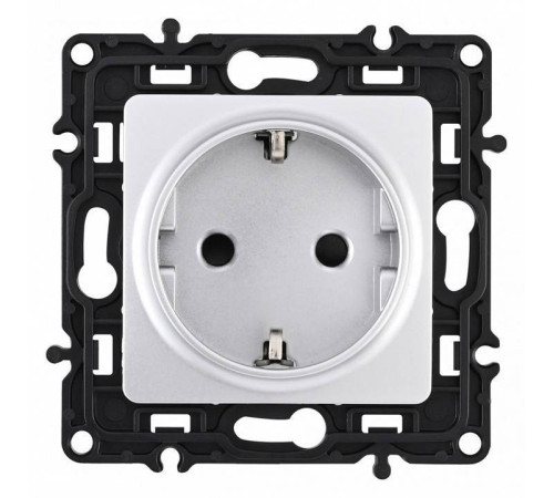 Розетка с заземлением и со шторкой, без рамки Arte Milano am-217 217.40-1.silver