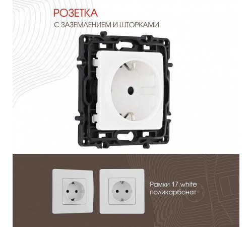 Розетка с заземлением и со шторкой, без рамки Arte Milano am-217 217.40-1.white