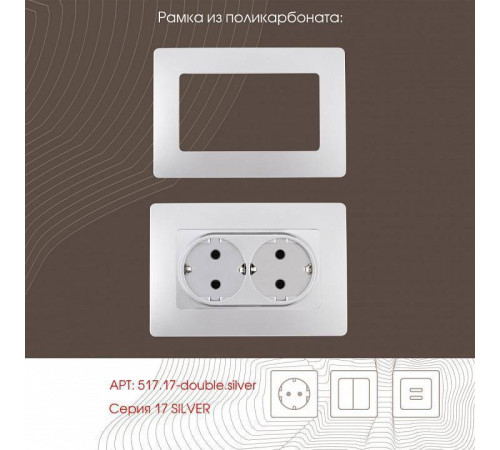 Розетка двойная с заземлением, без рамки Arte Milano am-217 217.40-2.silver