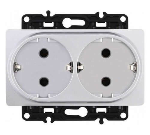 Розетка двойная с заземлением, без рамки Arte Milano am-217 217.40-2.silver