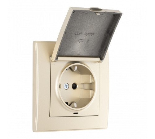 Розетка с заземлением и шторкой, с крышкой Arte Milano SET06-1 SET06-1-41-1 shampan