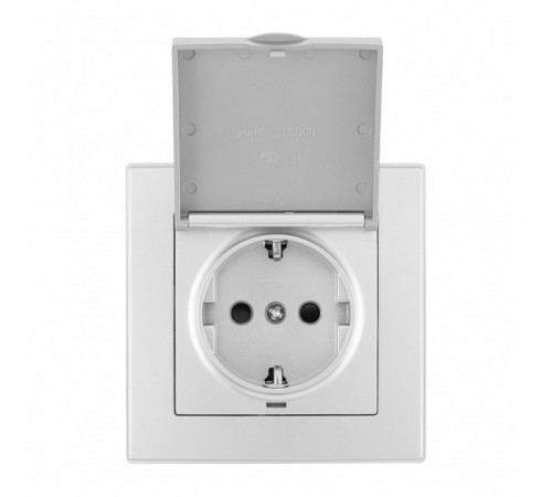 Розетка с заземлением и шторкой, с крышкой Arte Milano SET06-1 SET06-1-41-1 silver