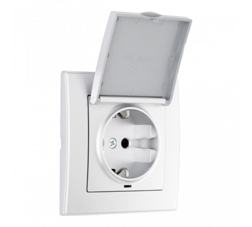 Розетка с заземлением и шторкой, с крышкой Arte Milano SET06-1 SET06-1-41-1 silver