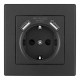Розетка с заземлением и со шторкой и 2хUSB Arte Milano SET06-1 SET06-1-47-1 black