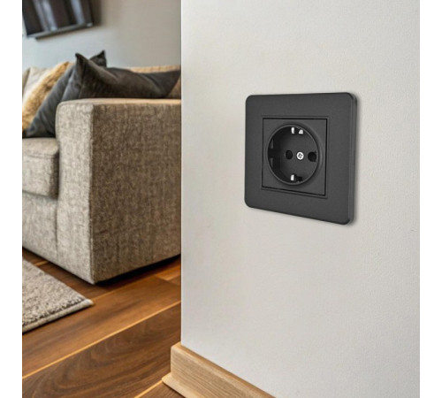 Розетка с заземлением и со шторкой Arte Milano SET16-1 SET16-1-40-1 black