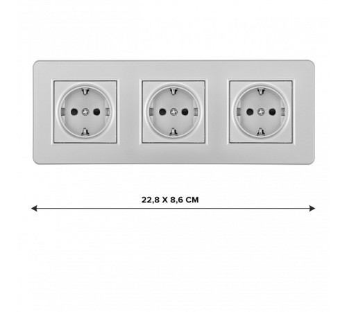 Розетка с заземлением и со шторкой Arte Milano SET16-3 SET16-3-40-1x3 silver