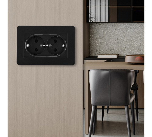 Розетка двойная с заземлением и со шторкой Arte Milano SET16-2 SET16-double-40-2 black