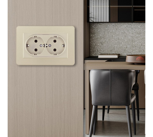 Розетка двойная с заземлением и со шторкой Arte Milano SET16-2 SET16-double-40-2 shampan