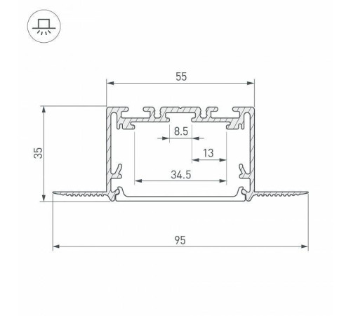 Профиль встраиваемый Arlight SL-LINIA 29507