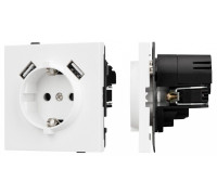 Розетка с заземлением и 2хUSB type A, без рамки Arlight SCT-TENDO 054082