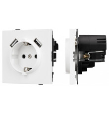 Розетка с заземлением и 2хUSB type A, без рамки Arlight SCT-TENDO 054082