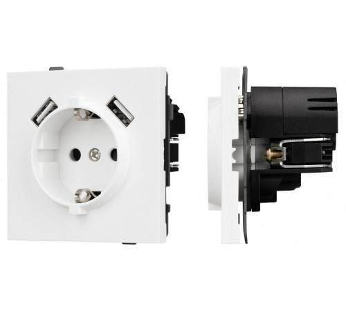Розетка с заземлением и 2хUSB type A, без рамки Arlight SCT-TENDO 054082