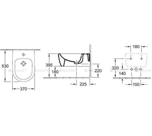 Биде подвесное Villeroy & Boch Avento CeramicPlus 370x530 мм 540500R1