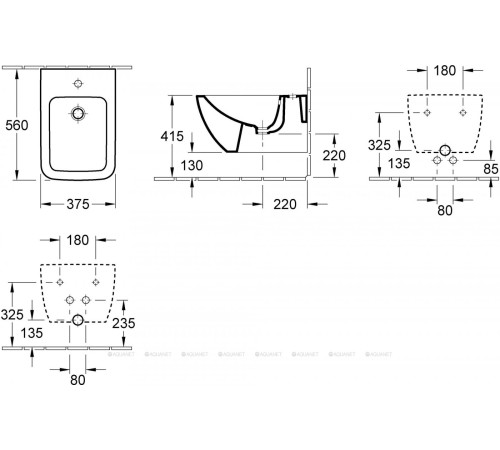 Биде подвесное Villeroy & Boch Venticello 375x560 мм 44110001