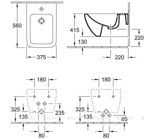 Биде подвесное Villeroy & Boch Venticello 375x560 мм CeramicPlus 441100R1