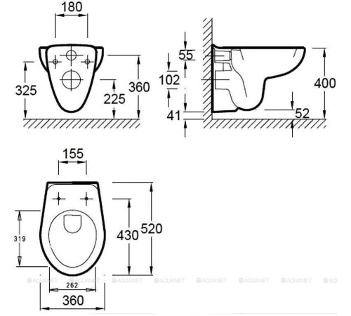 Унитаз подвесной Jacob Delafon MIDEO / Brive 520х360 мм без сиденья E4345G-00