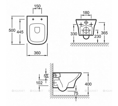 Унитаз подвесной Jacob Delafon VOX 500х360 мм без сиденья EDM102-00