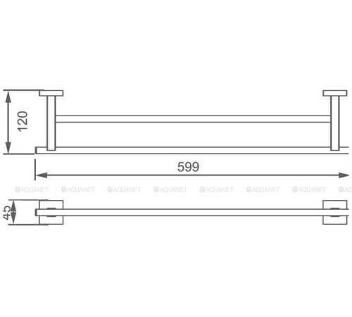Держатель для полотенца Aquanet 60 см двухрядный хром 6124D