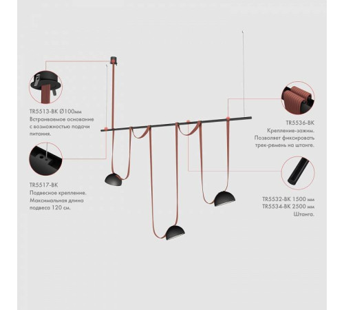 Подвес для трека Denkirs BELTY ROD TR5537-BK