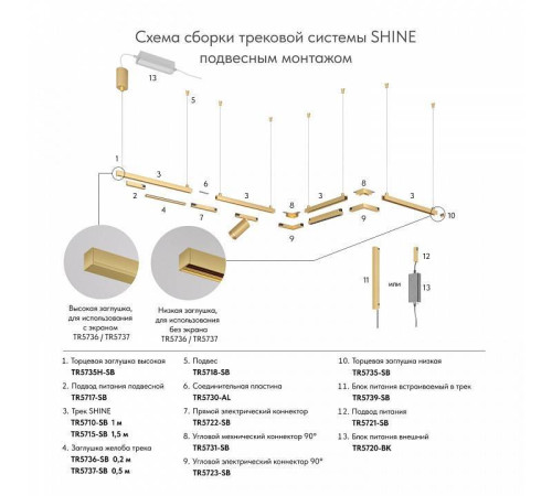 Заглушка для трека Denkirs SHINE BASE TR5735H-SB