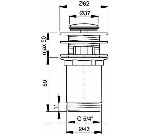 Водослив для умывальника AlcaPlast A391 Click-Clack 5/4 цельнометаллический A391