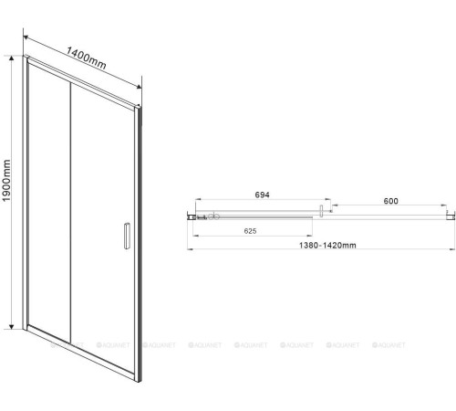 Душевая дверь Vincea Garda 1400 мм черный стекло прозрачное VDS-1G140CLB