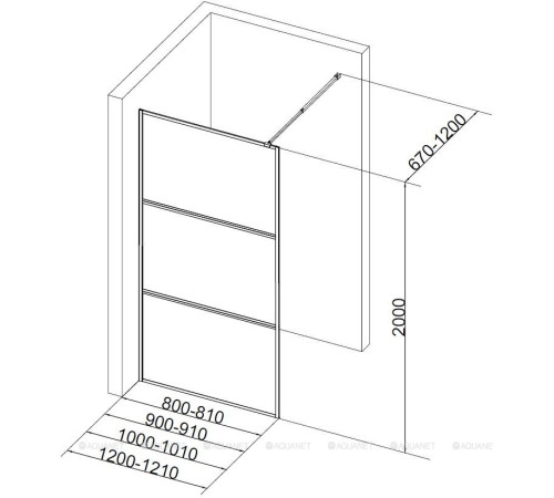 Душевая перегородка Aquanet SW-1000CT 100х200 см стекло 6 мм с суппортом хром SW-1000CT