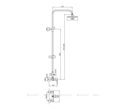 Душевая система Haiba HB2411 со смесителем и верхним душем HB2411