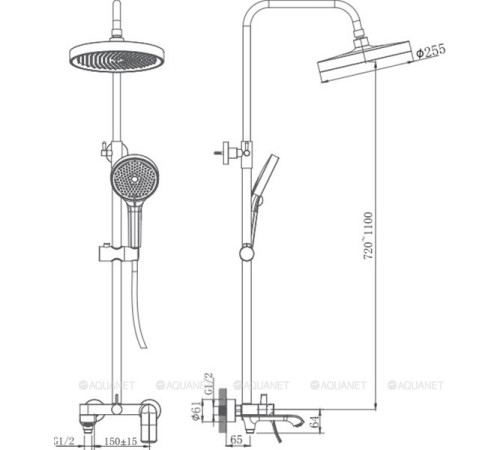 Душевая стойка Haiba HB24553-3 оружейная сталь HB24553-3