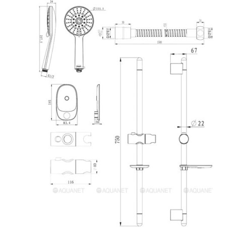 Душевой комплект Bravat D152CP-3-RUS шланг 1.5 м лейка 1 режим 80 мм D152CP-3-RUS