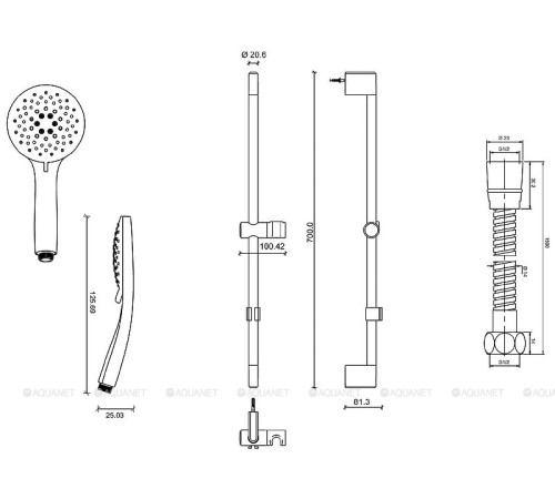Душевой гарнитур Jacob Delafon Salute хром E32907-CP