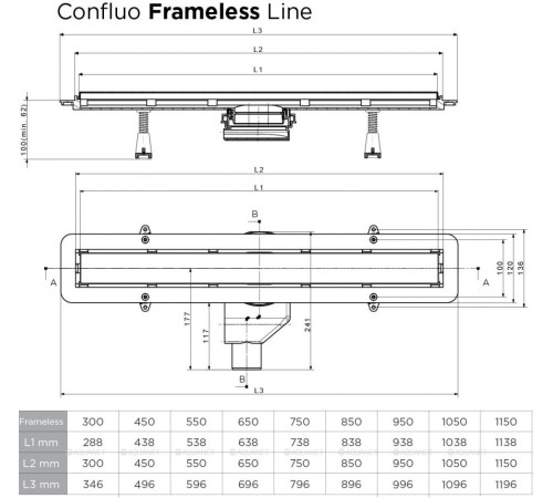 Линейный трап Pestan Confluo Frameless Line 950 мм черный матовый 13701323