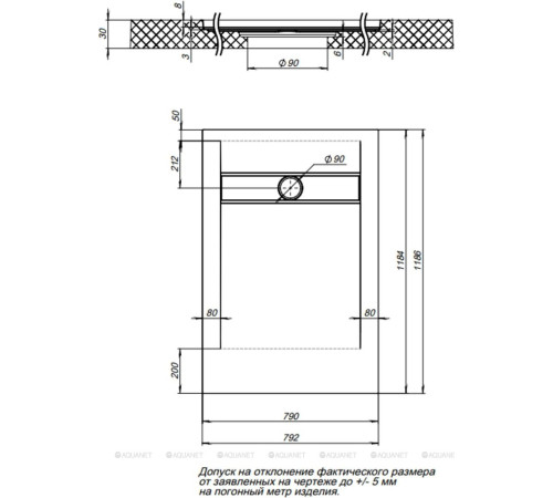 Душевой поддон Aquanet Delight NEW 1200х800х30 мм серый камень без сифона 00258883