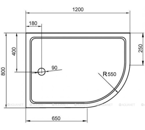 Душевой поддон Cezares Tray 120x80 см радиальный асимметричный левый акриловый TRAY-A-RH-120/80-550-15-W-L