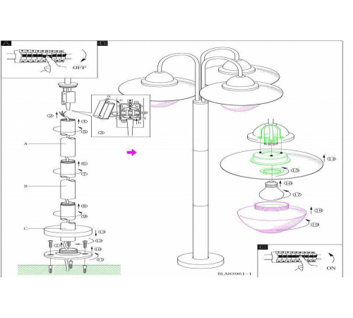 Фонарный столб Eglo Sidney 1100 мм 83971