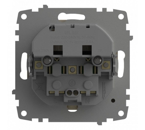 Розетка с заземлением и со шторкой и 2хUSB type A, без рамки Elbi Eleсtriс Zena Vega 609-010300-317