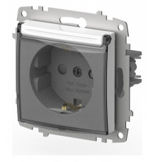 Розетка с заземлением и со шторкой, без рамки с крышкой Elbi Eleсtriс Zena Vega 609-015600-219