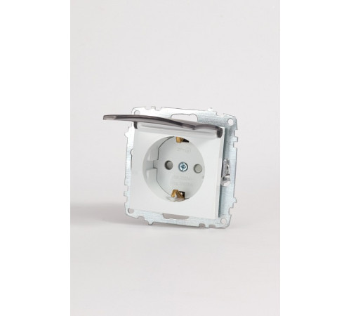 Розетка с заземлением и со шторкой, без рамки с крышкой Elbi Eleсtriс Zena Vega 609-015600-219